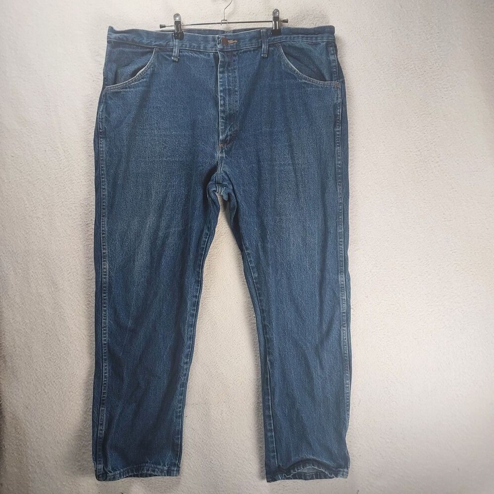 Rustler Mens Regular Fit Jeans 42x30 Dark Wash Straight Leg Cotton Denim 87619